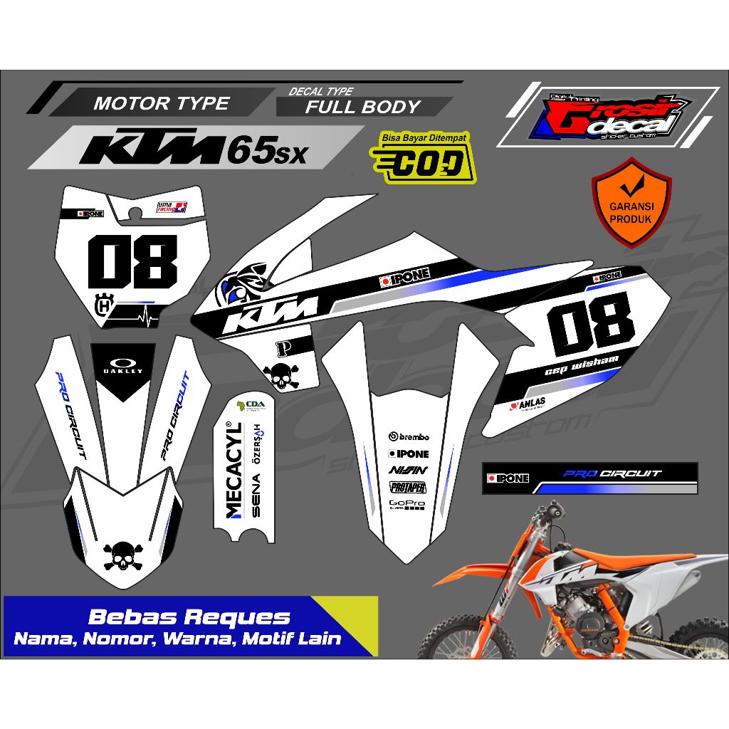 Sticker Striping Mini Trail KTM 65 SX New Full Body Free Custom Sticker Mini Trail KTM 65cc