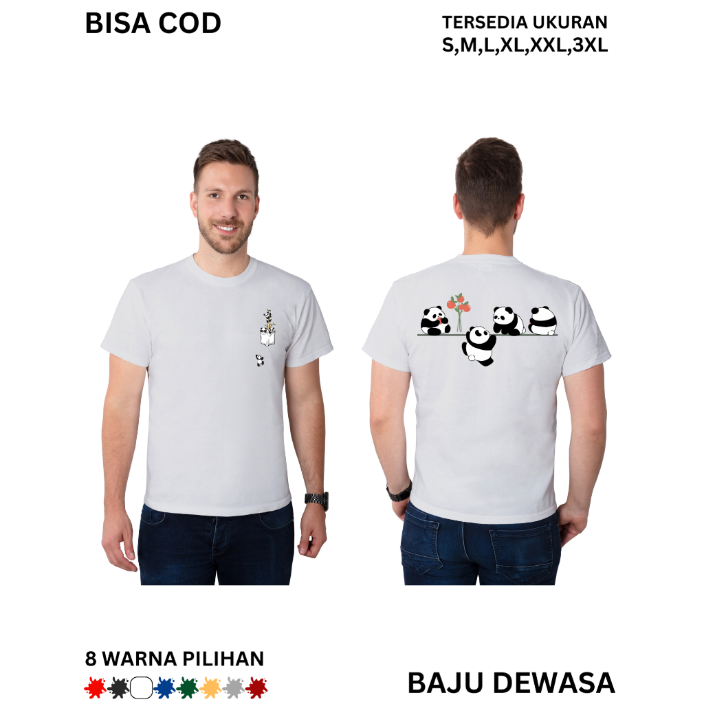 KAOS ATASAN PANDA BAJU DISTRO 24S PREMIUM PRIA PEREMPUAN LENGAN PENDEK BAJU PANDA