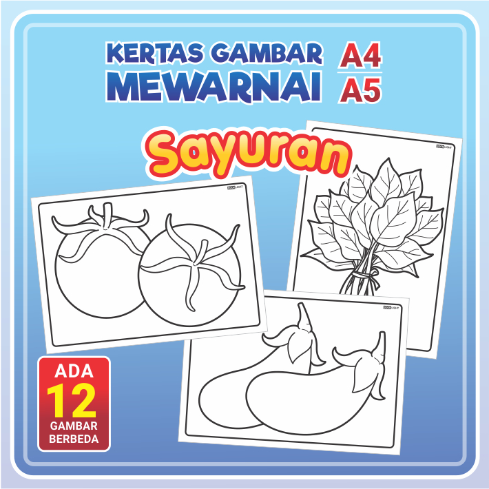 

Kertas Gambar Mewarnai A4 / A5 - SAYURAN / Coloring Sheet Anak PAUD TK Edukatif