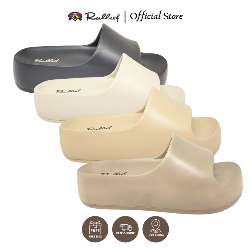 Rullief Rose - Sandal Selop Wedges Hak Tinggi