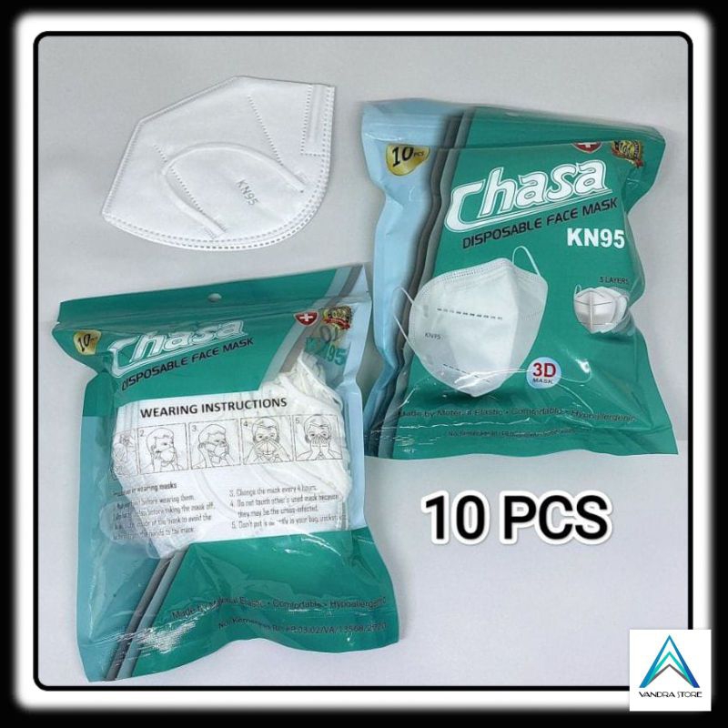 MASKER KN95 CHASA ISI 10 PCS 5 PLY WARNA PUTIH HITAM