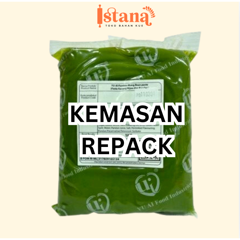 

Yu Ai Pasta Filling Kacang Hijau Pandan Repack 250gr / 500gr (pasta isian isian roti, pao, onde-onde, mooncake)