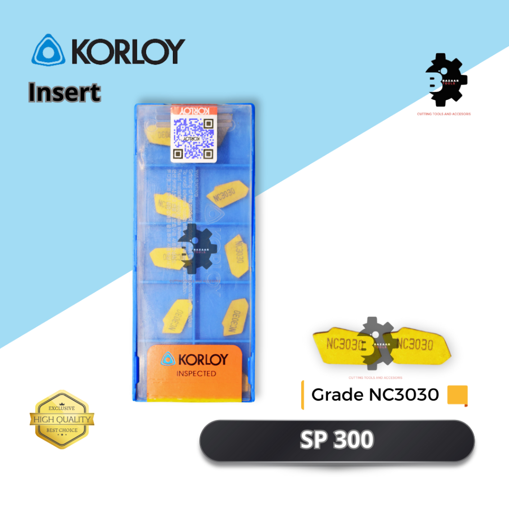 INSERT SP 300 Grade NC3030 - Merk KORLOY - Insert Pahat Bubut - Pisau Pahat - Baru - Original - Mata