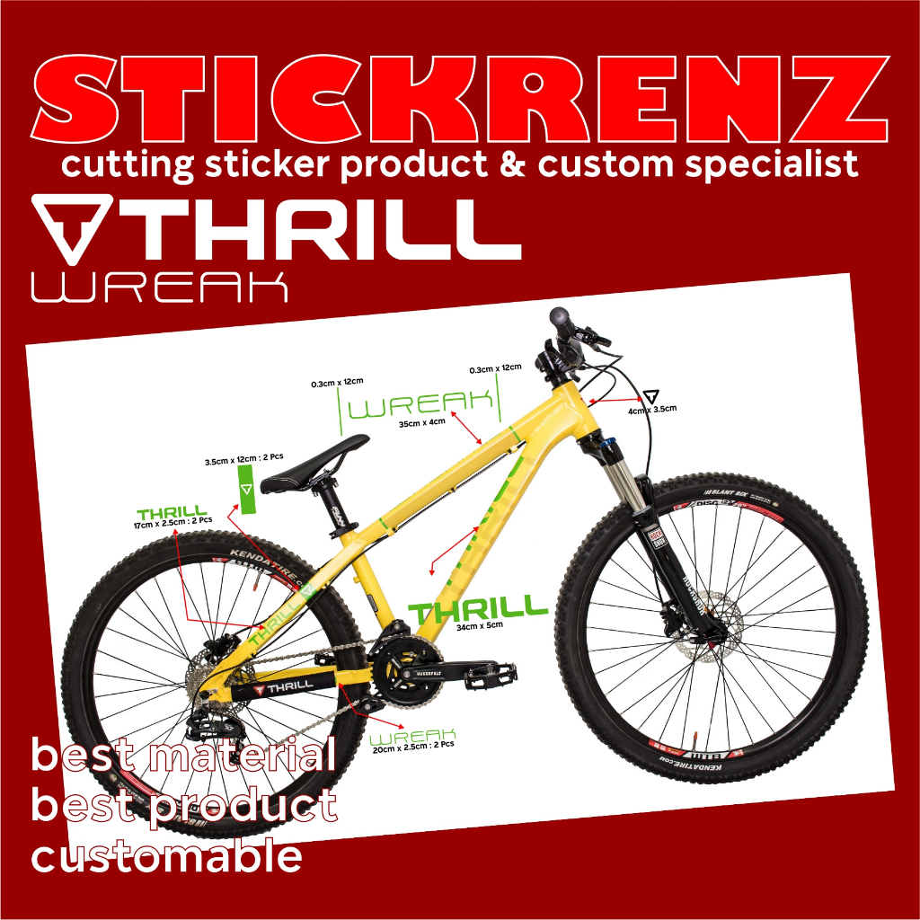 Cutting Sticker Stiker Frame Sepeda Roadbike, MTB, Thrill Wreak Custom