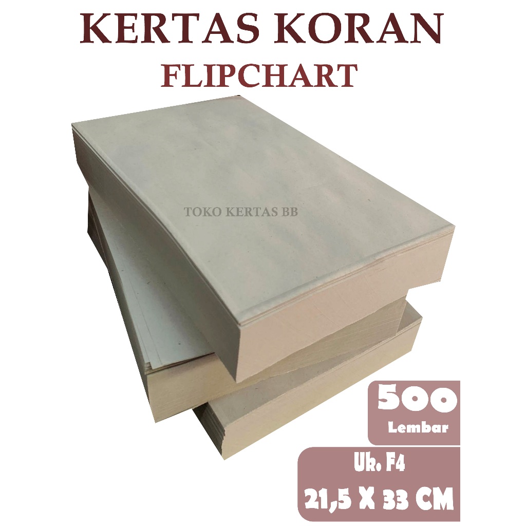 

KERTAS KORAN/STENSIL/FILPCHART 55 GSM UK F4 ( 21,5 X 33 CM ), 1 RIM / 500 LEMBAR