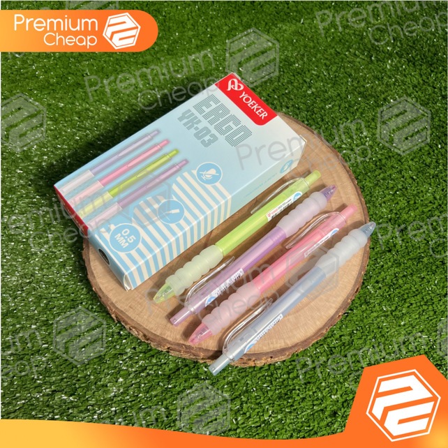 

[12 PCS] Pulpen Pen Gel Yoeker Ergo Cetek Karet YK-03