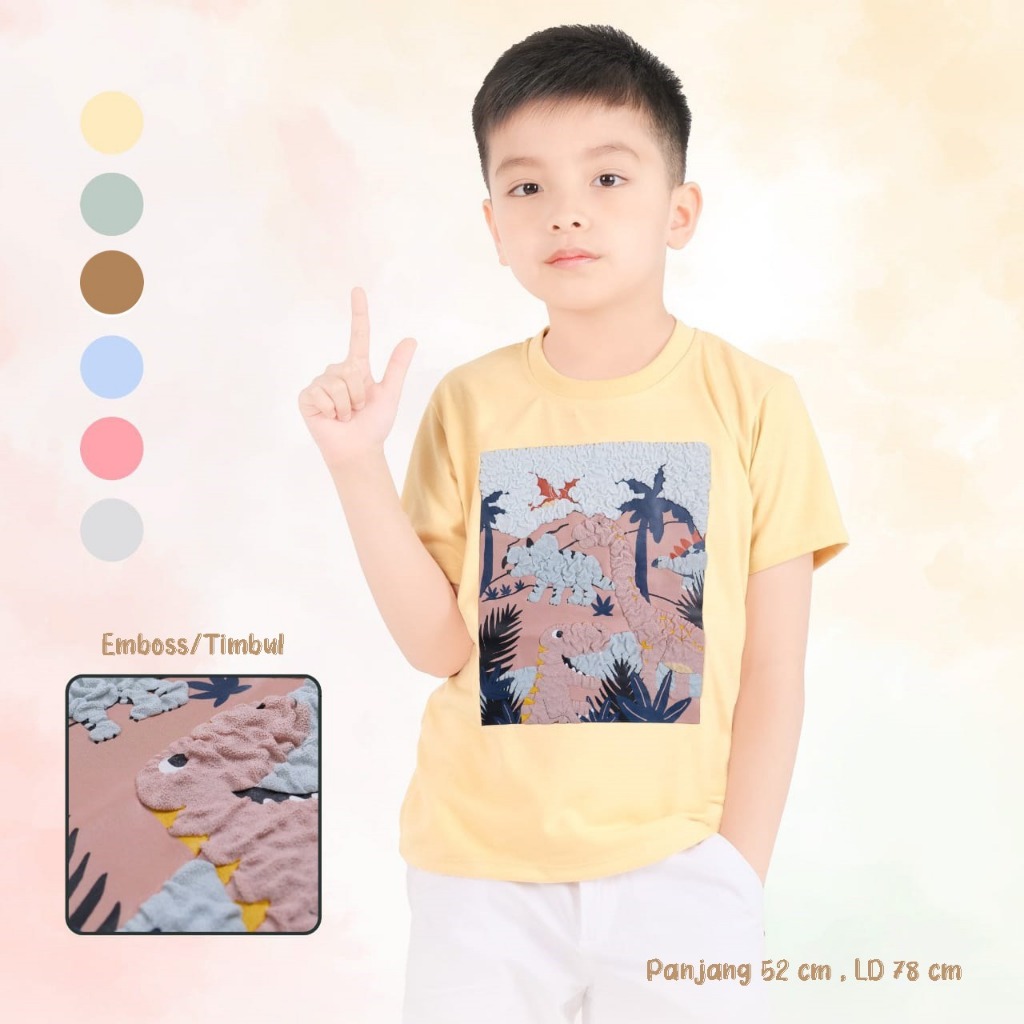 LEMONE Atasan Kaos Anak Laki Laki Premium Anak 6-8 Thn