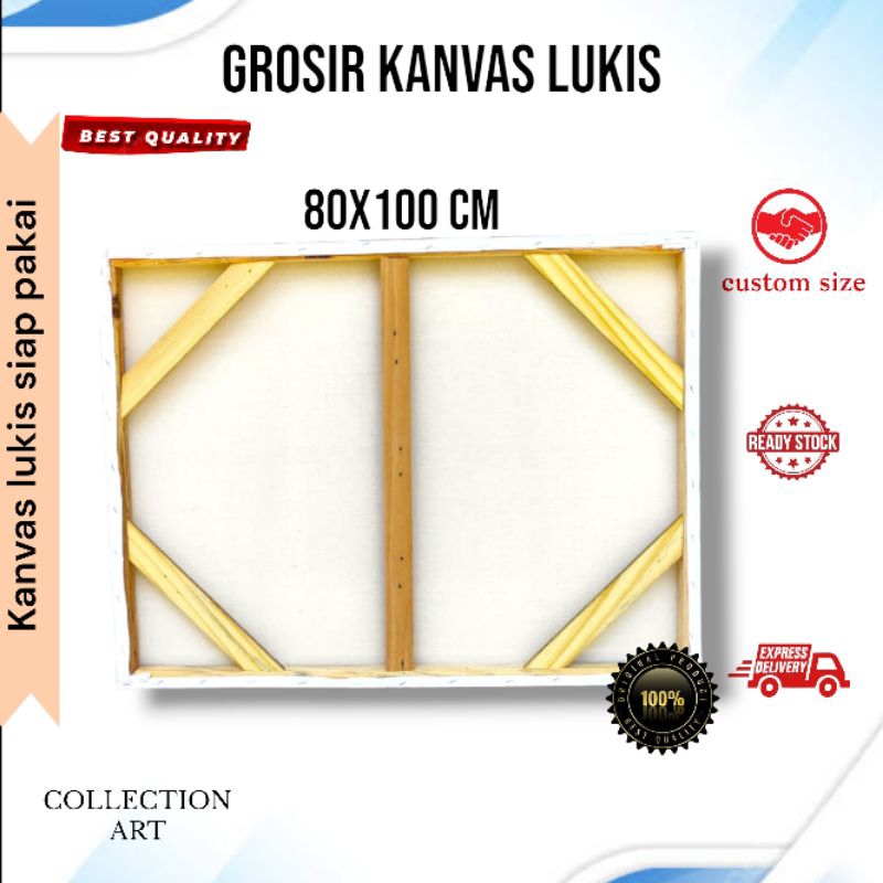 

kanvas lukis hitam putih canvas lukis marshoto +prem kayu spanram 80x100cm siap pakai