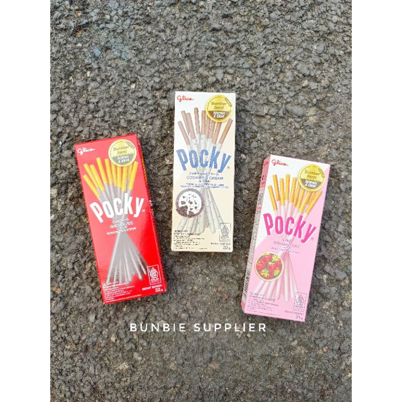 

Pocky Stick Biskuit Stik 20gr (Pack) / Pocky Stik Coklat Stroberi Cookies & Cream