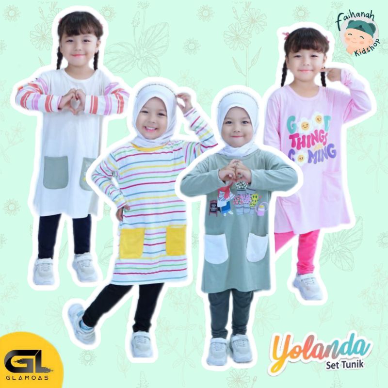 Yolanda Set Tunik By Glamoas / Setelan Tunik Anak Perempuan 6-14T / Setelan Tunik Anak Lucu