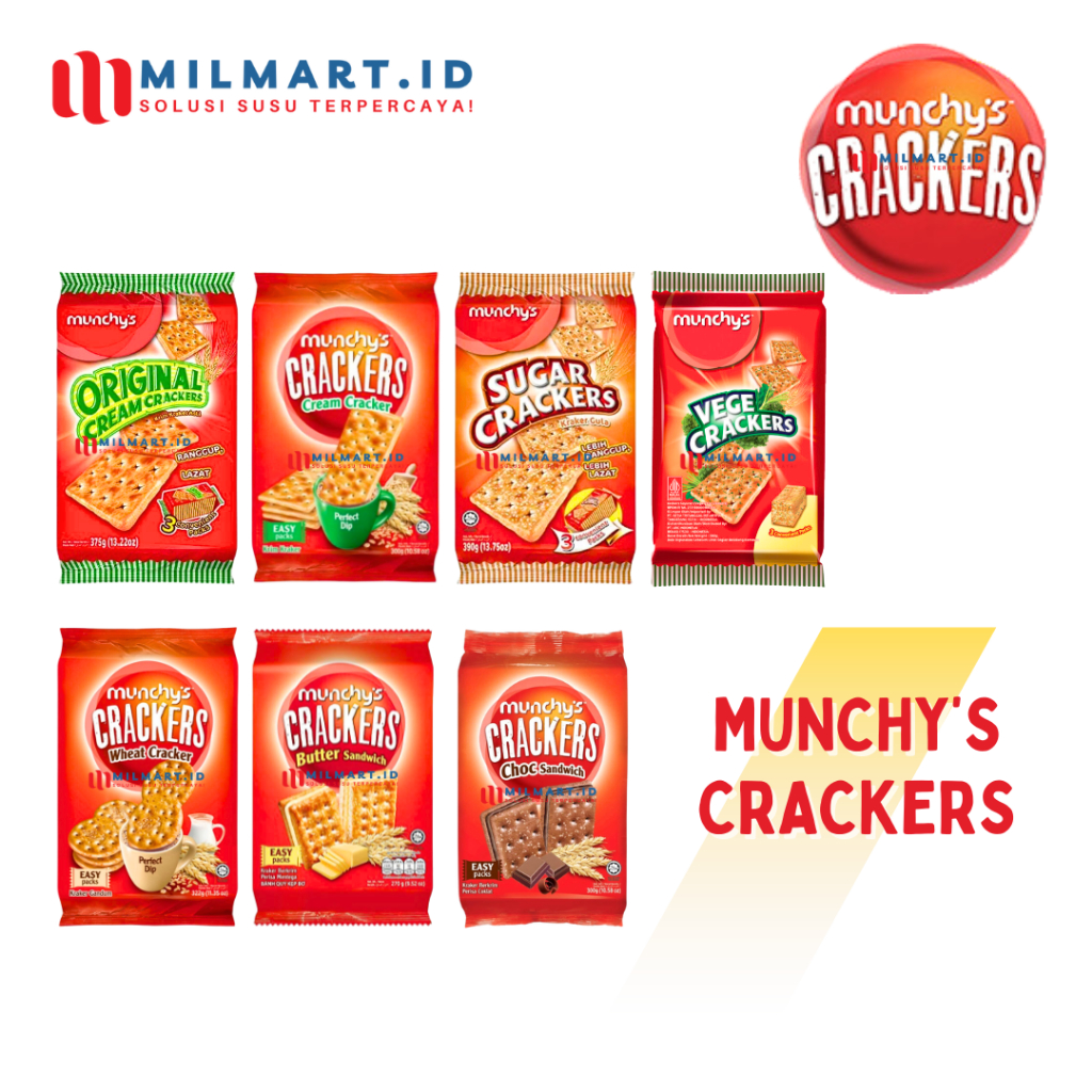 

MUNCHY'S CREAM CRACKERS ORIGINAL MUNCHYS BISCUIT VEGE CHOCOLATE SANDWICH WHEAT SUGAR KREKERS