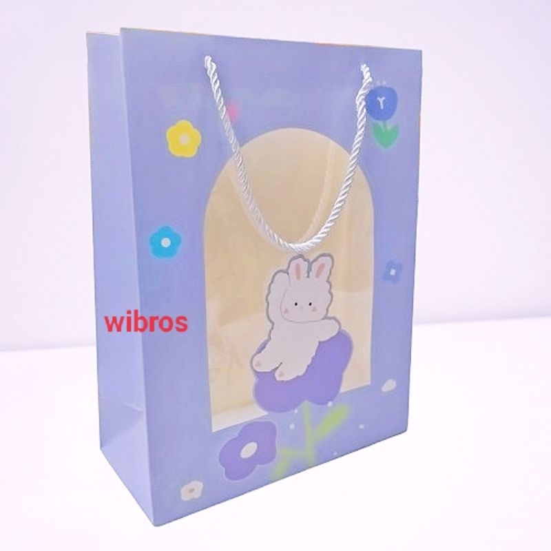 

Paperbag rabbit lucu depan transparan size 33x26