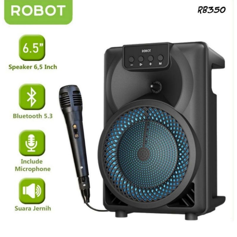 ROBOT RB350 RGB Speaker Bluetooth Karaoke Powerful 10W Super Bass Sound With Microphone RB250