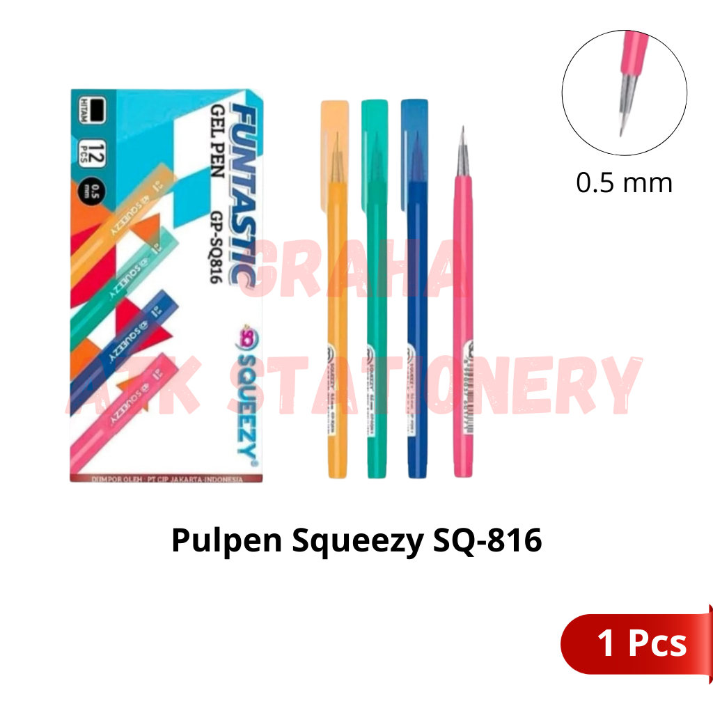 

[1 Pcs] Pulpen Squeezy GP-SQ816 Funtastic / Gel Pen 0.5mm Squeezy GP-SQ816 Funtastic