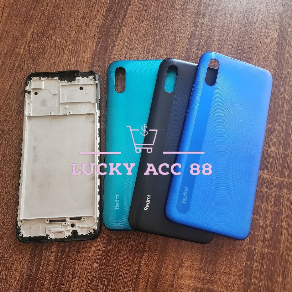 Casing Fullset Xiaomi Redmi 9A Backdoor Bekdor Tutup Belakang + Frame Tulang Tengah Xiomi Redmi 9A
