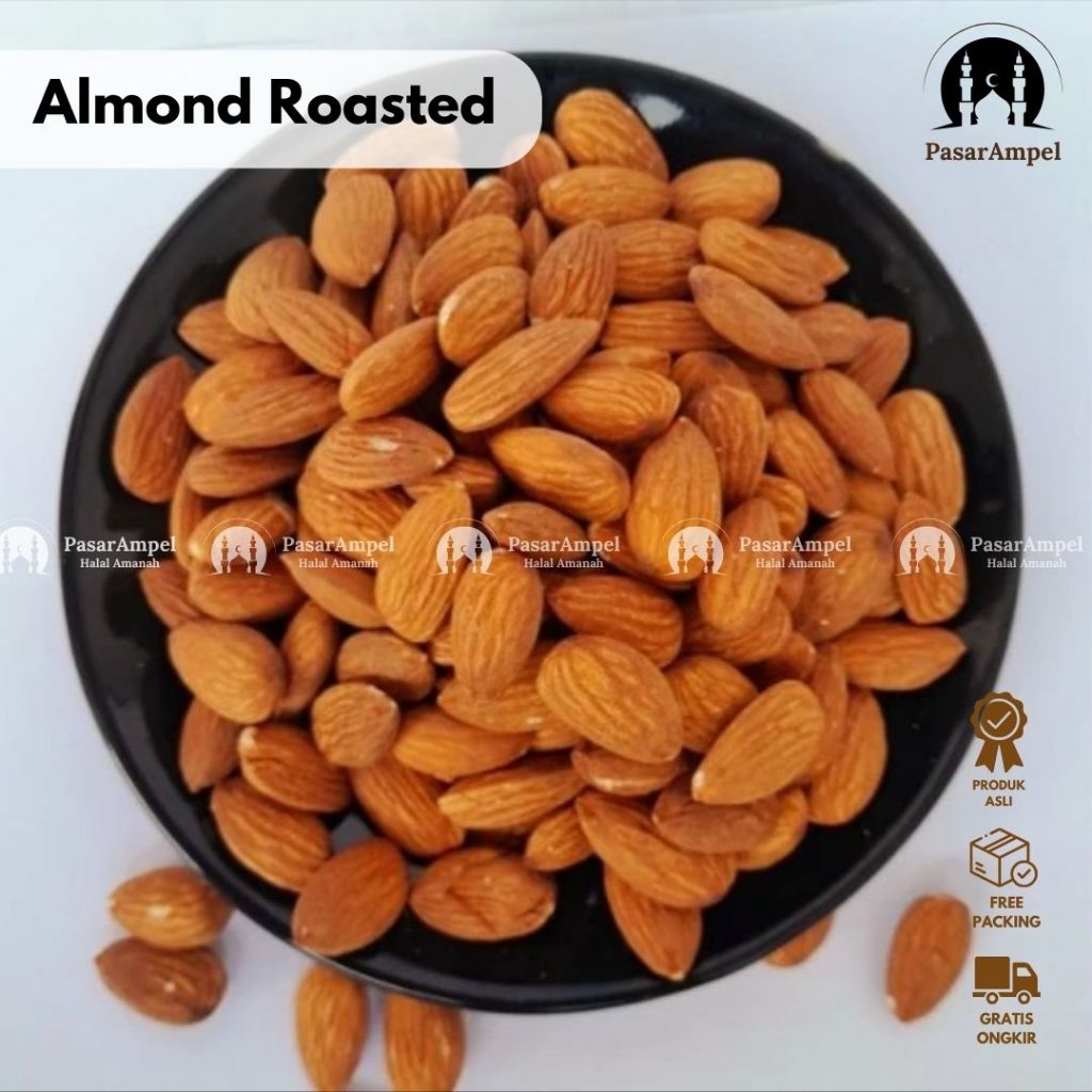 

Almond Panggang 100gr Kacang Almond Roasted Original Camilan Snack Busui