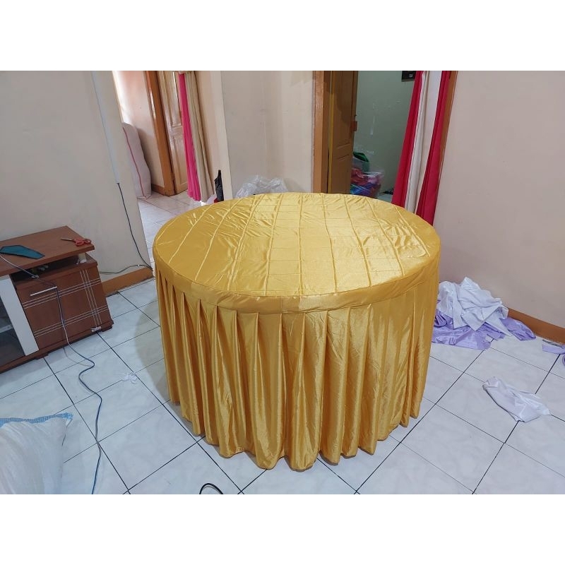 Cover Meja Bulat pake busa / Taplak Meja Bulat