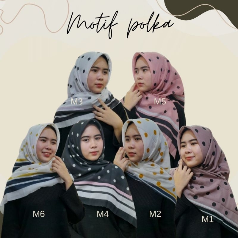 Jilbab motif/Voal/kerudung segiempat motif voal Polkadot