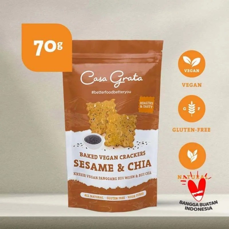 

Casa Grata Crackers Gluten Free Sesame & Chia 70gr