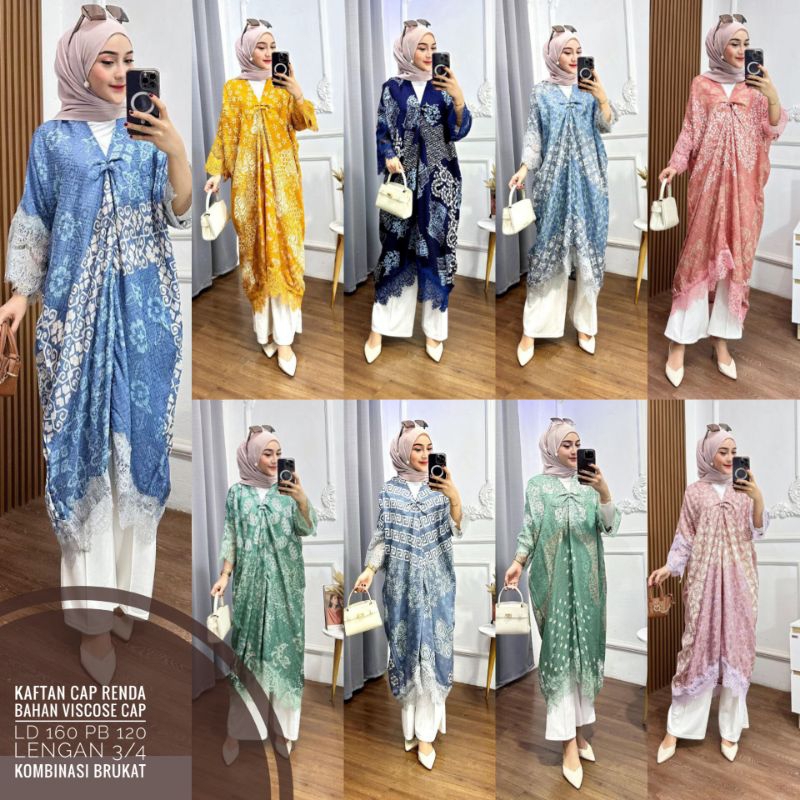 Kaftan Batik Cap Premium Viscose Brukat JUMBO - Kaftan Kondangan BEST SELLER