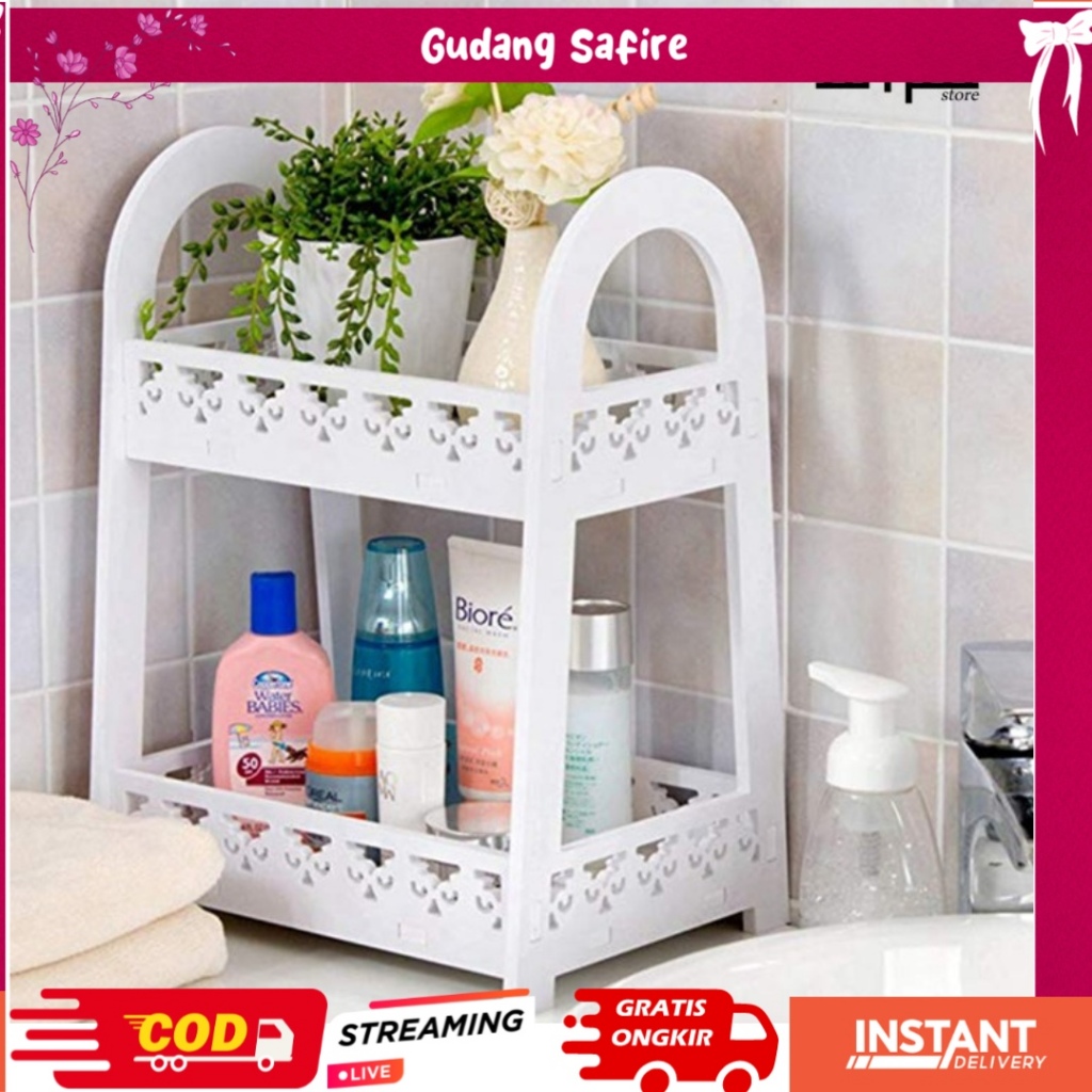 Keranjang Vintage Multifungsi WPC / Keranjang Kosmetik Estetik / Tempat Skincare Makeup Shabby