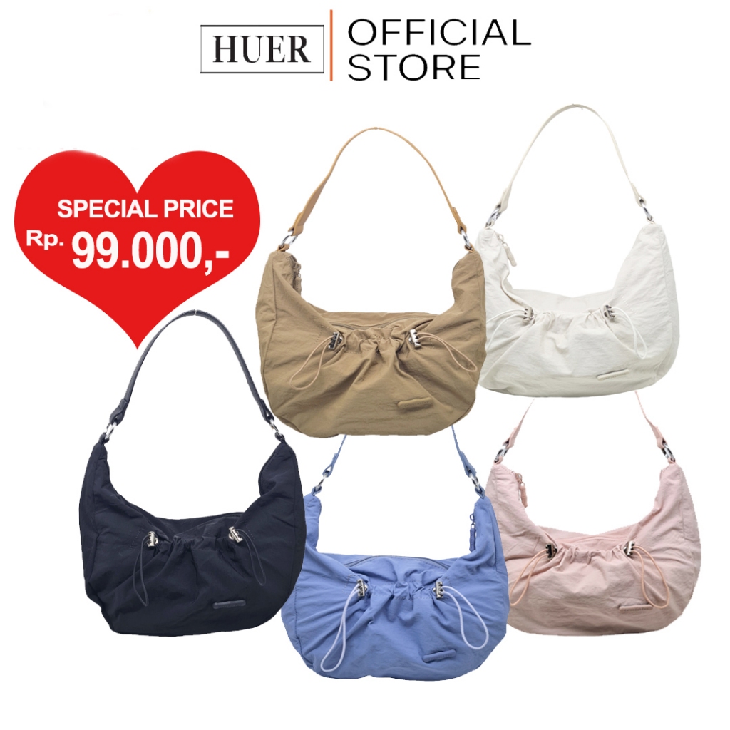 HUER ~ Tas Wanita Foxy Nylon Hobo Bag 9545-001 #806