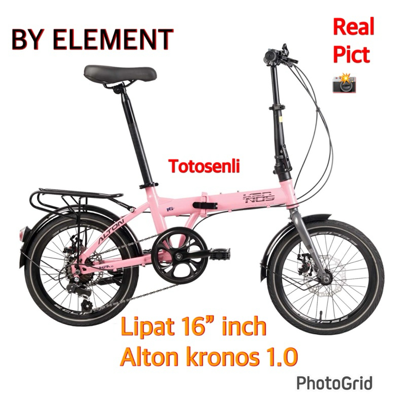 Terlaris Sepeda Lipat 16 Inch Element Alton Kronos 1.0 Bisa Buat Dewasa Dan Anak Remaja Rem Cakram