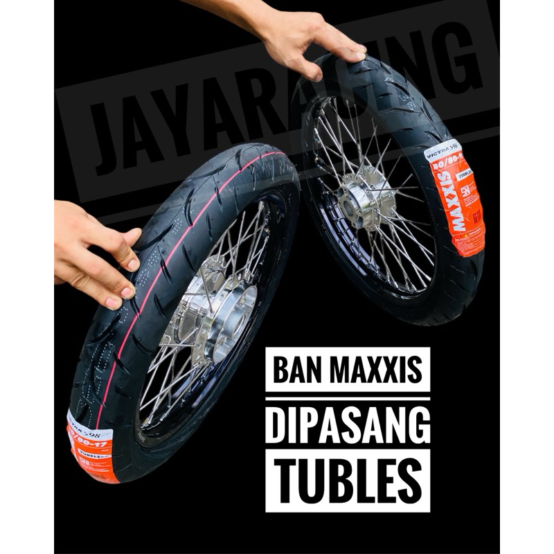 VELG SET SCARLET RING 17 185 x 160 NINJA R NINJA RR NINJA SS BAN MAXXIS TUBLES 90/80 80/80