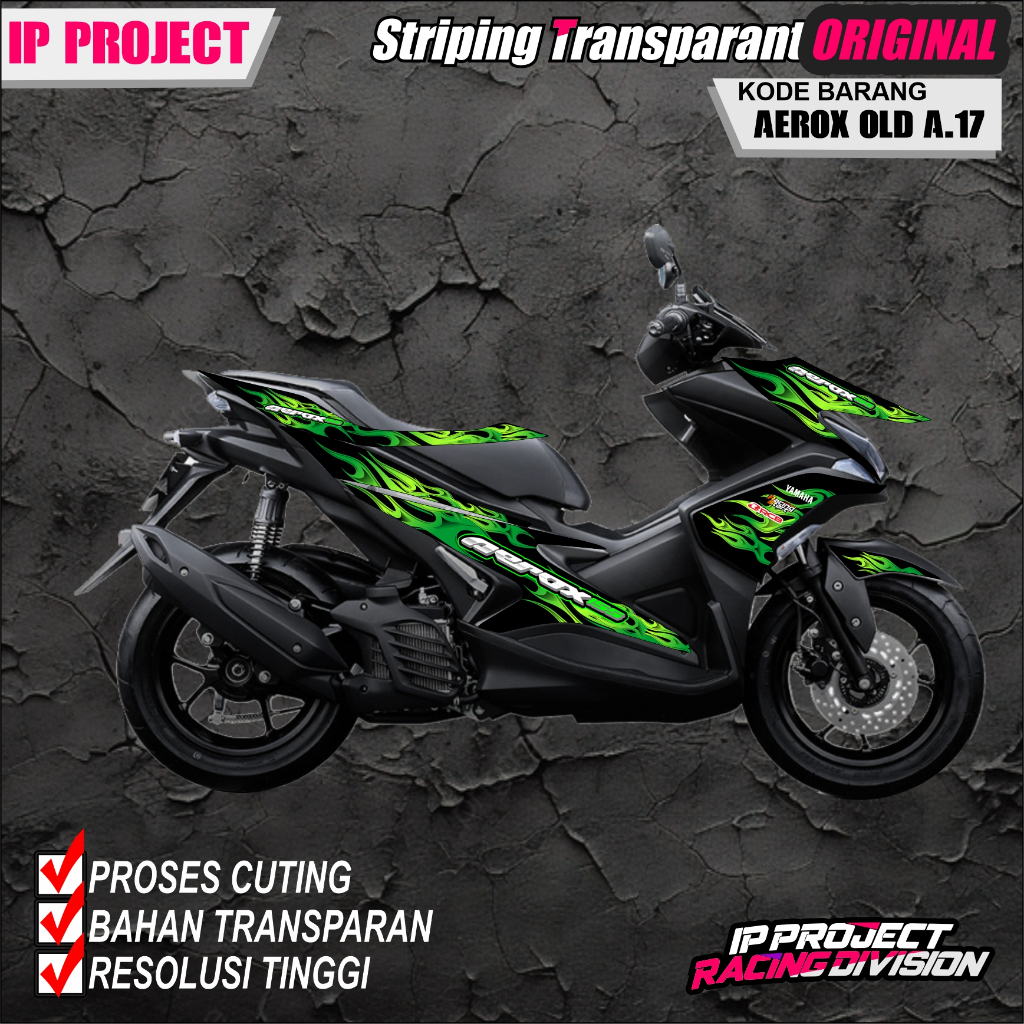 (COD)STRIPING ORIGINAL MOTOR YAMAHA AEROX 155 OLD 2016-2020 DESAIN RACING HOLOGRAM DAN TRANSPARAN