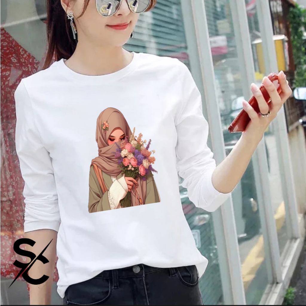 KAOS HIJAB #40 DISTRO PRIA/WANITA LENGAN PANJANG  COTTON COMBED 24s BASIC T-SHIRT TERBARU
