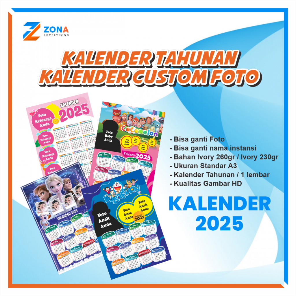 

KALENDER DINDING 2025 / KALENDER TAHUNAN / KALENDER CUSTOM FOTO