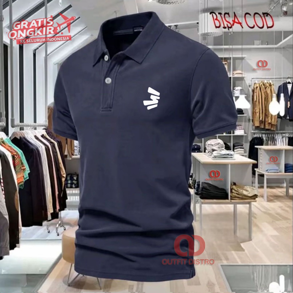 Polo Shirt Elegan Motif Simpel Logo 3second 03 Text Putih  Kaos Kerah Pria Casual Premium Distro
