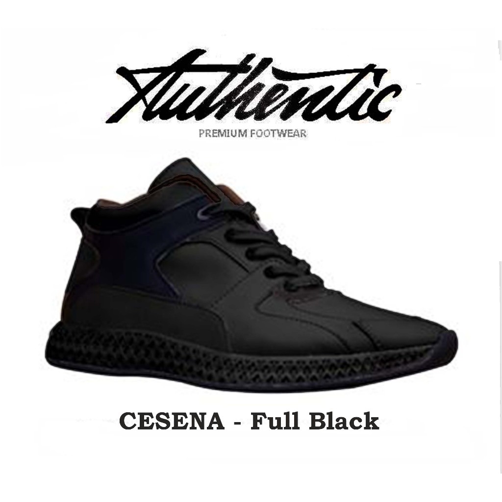 Sepatu Running Snekers Pria Authentic Cesena Full Black