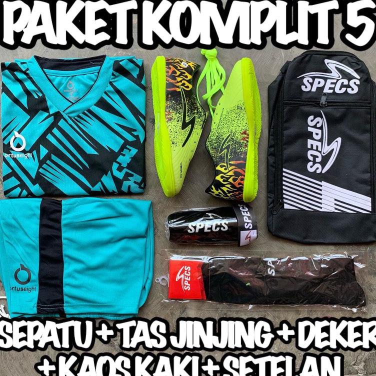Hadir Terunik  Sepatu Futsal Paket Komplit 5 Sepatu Tas Baju Deker Kaos Kaki Termurah Terlaris Best 