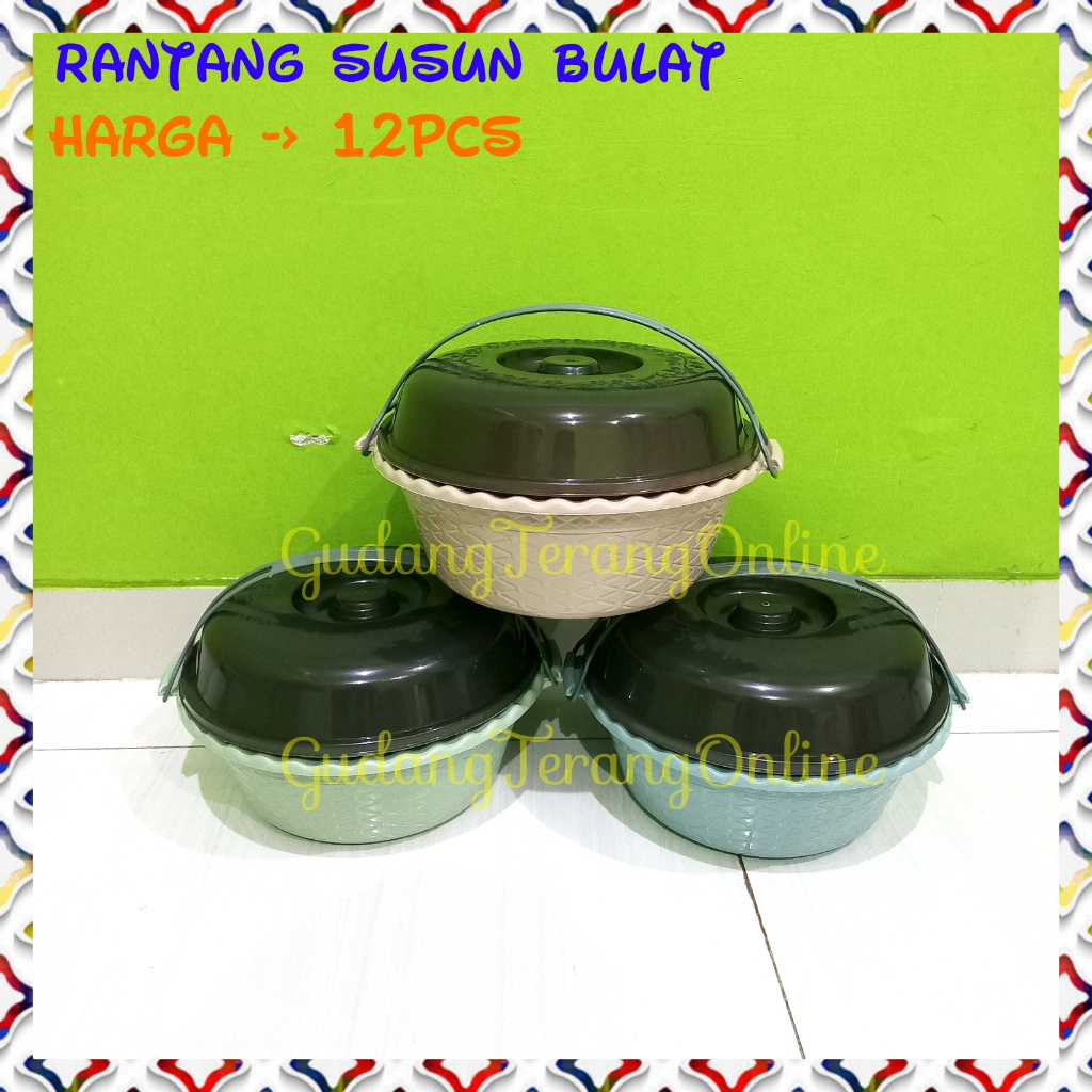 12PCS Rantang susun bulat rantang hajatan besar rantang plastik rantang piknik souvenir berkatan sel