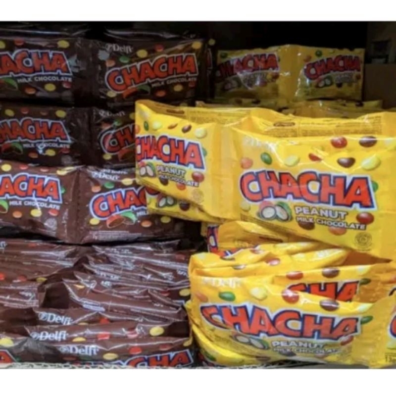 

Delfi Cha Cha peanut milk chocolate renceng isi 30 pcs x 5 gram