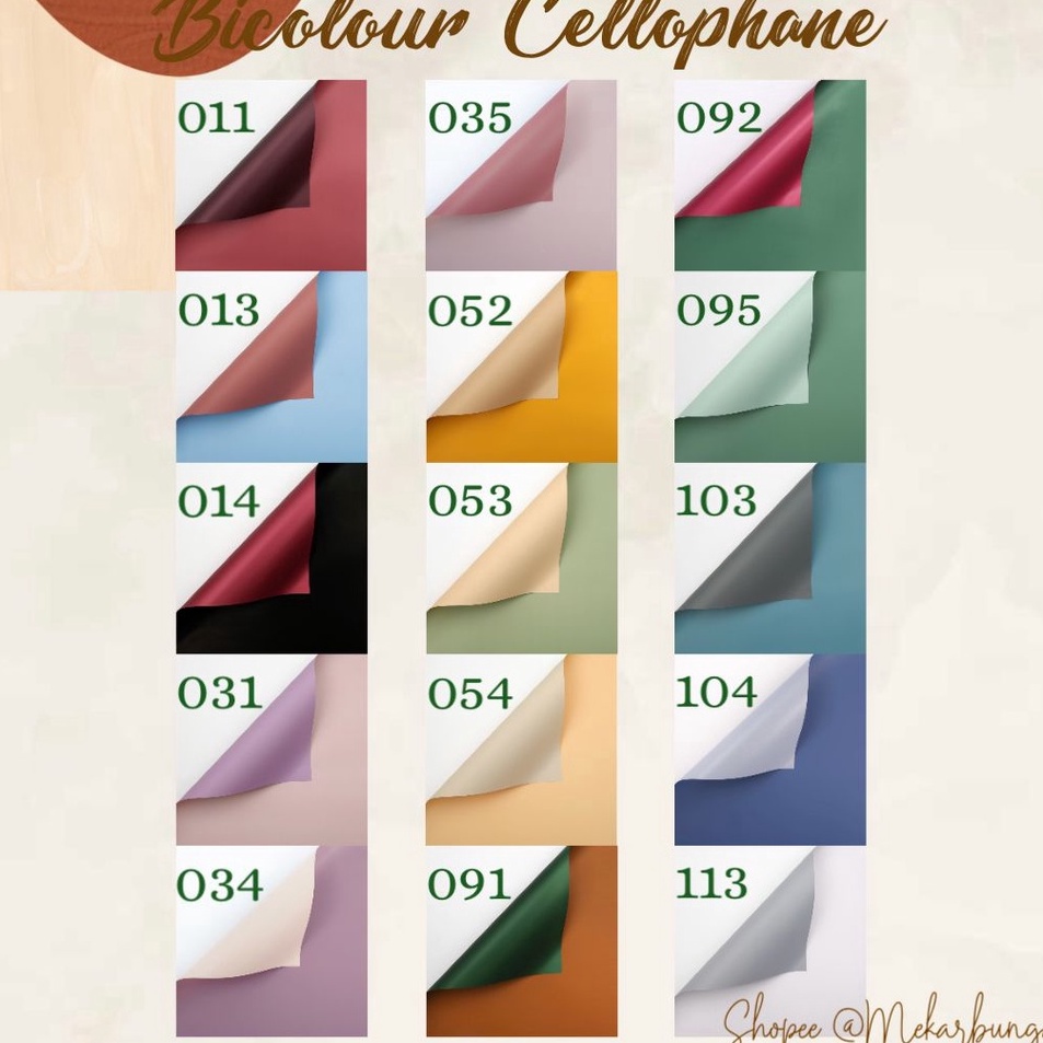 

Ready Khusus K 12 Lembar Kertas Bunga Cellophane Bicolour 2 Warna Korean Flower Wrapping Waterproof Floral Wrap Buket Bunga