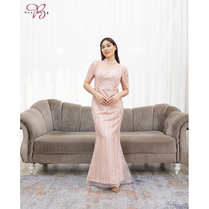 Gaun Pesta 6134 Rosegold & Champagne