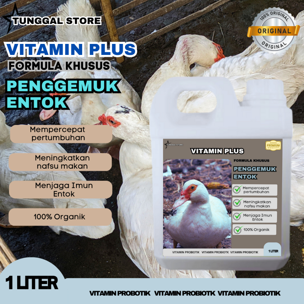 Vitamin plus- Vitamin Booster Penggemuk Entok, Vitamin Perangsang Penggemukan entok 1 liter