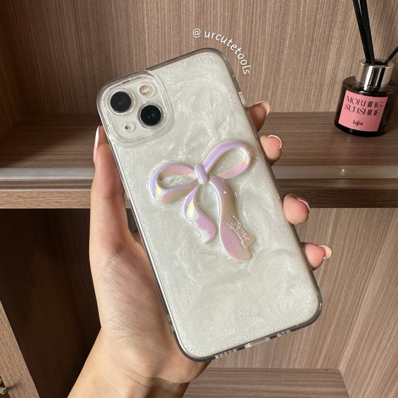 RIBBON HOLOGRAM PEARL CASE [READY STOCK] FOR IPHONE 10 - 15 PRO MAX | URCUTETOOLS