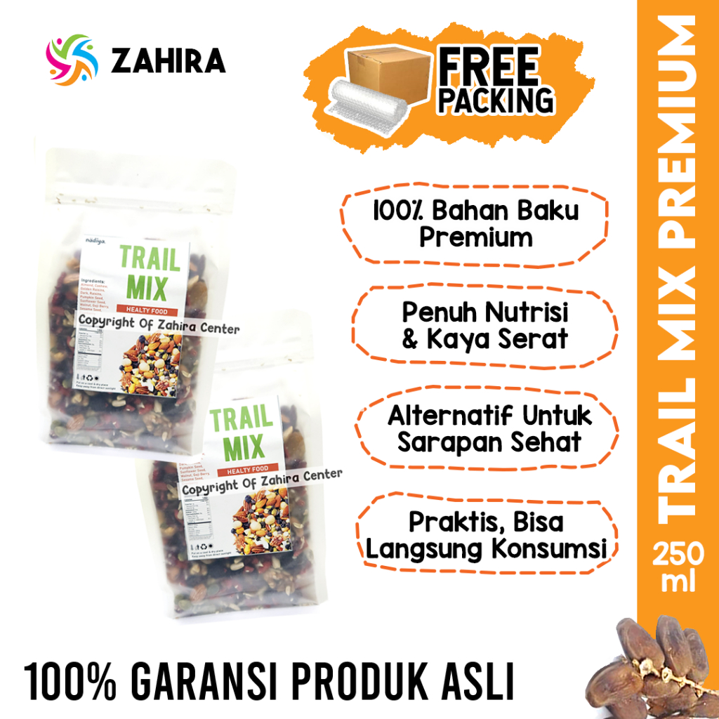 

Camilan Sehat Trail Mix 250gr dari Died Fruit Almond Mede Kacang Berry Lengkap Nutrisi Sehat Sereal