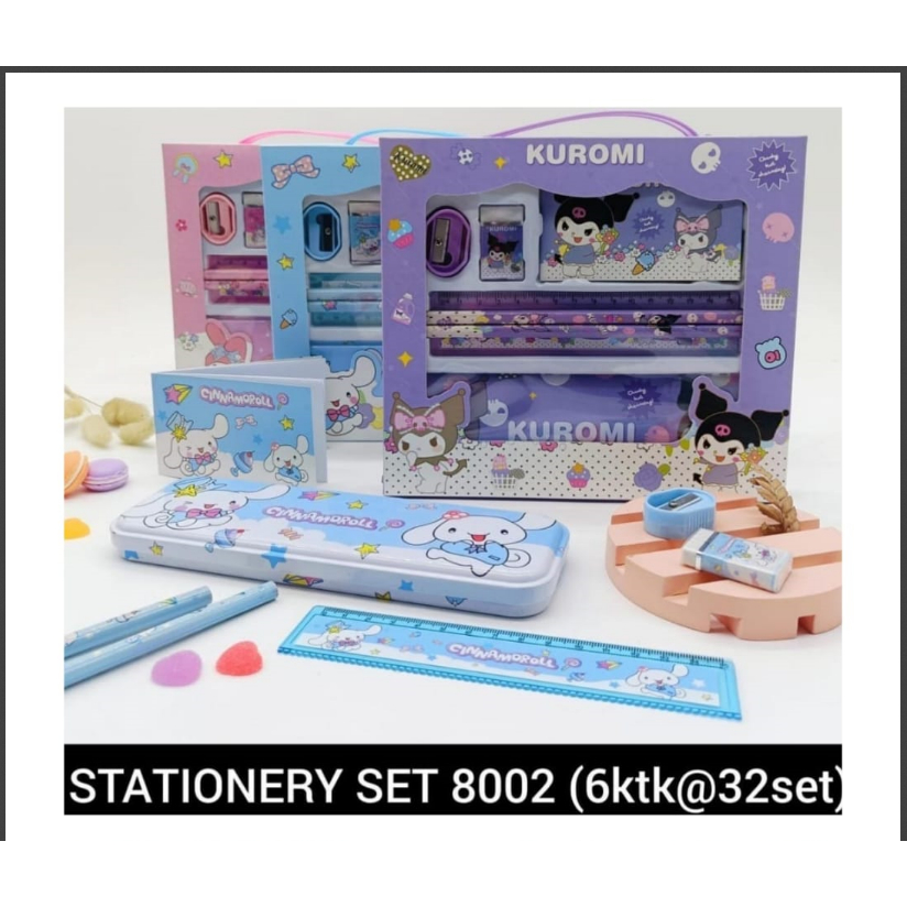 

stationery set : berbagai macam alat tulis dan perlengkapan yang digunakan untuk menulis, menggambar, atau keperluan administrasi.