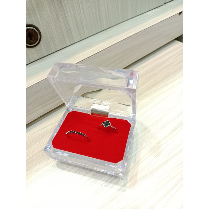 Cincin Listring Mata Hitam&Cincin Clover Cat Hitam 925