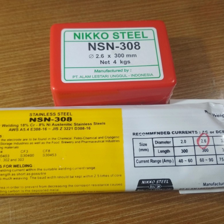 Kawat Las Stainless Nikko NSN308 2.6MM (1KG)/ NSN 308