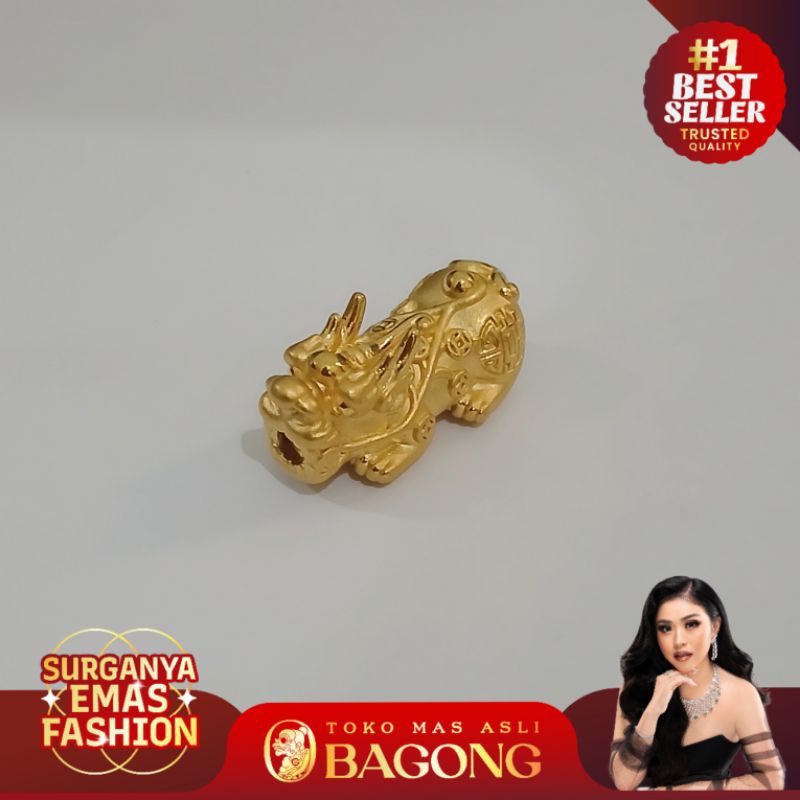 LIONTIN / CHARM PIXUE NAGA 24K HK HONGKONG 999%- ASLI BAGONG GOLD BAGONG EMAS