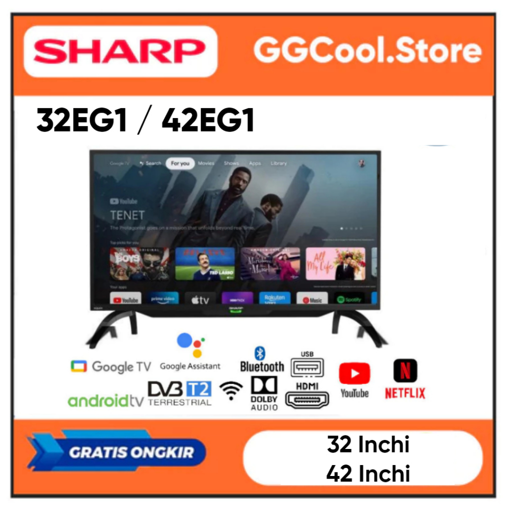 TV LED Sharp EG1 LED Sharp 32EG1 / 42EG1 LED 32 Inch 42 Inch Android TV Gogle TV Sharp