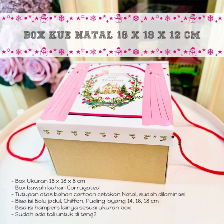 

Box Kue 20 x 20 x 8 cm Tema Natal Tenteng Dus Lapis Kado Christmas