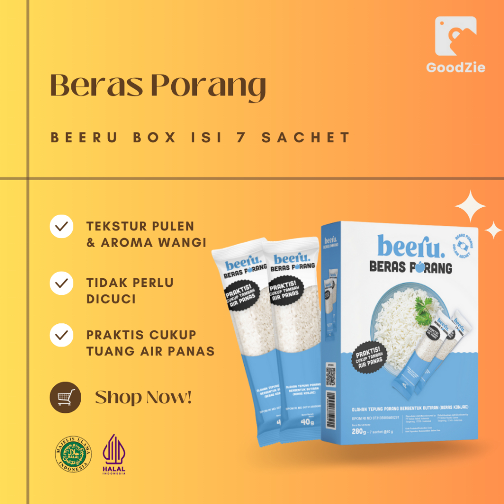 

Beeru Beras Porang Box isi 7 Sachet Nasi Instan Porang Shirataki Konjac Rice