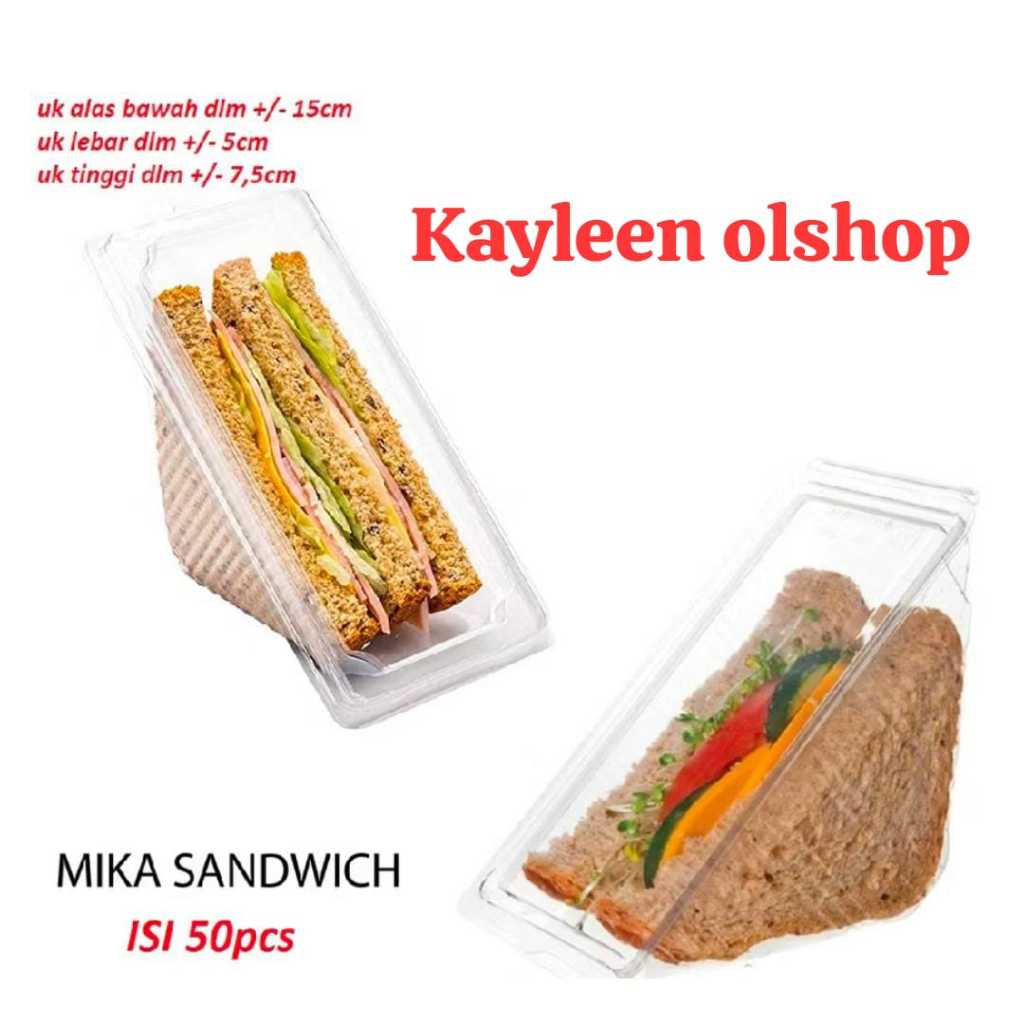 [isi50] Mika Sandwich Segitiga/ Tempat Tray Kotak Mika Sandwich / Mika Roti Lapis Roti Bakar