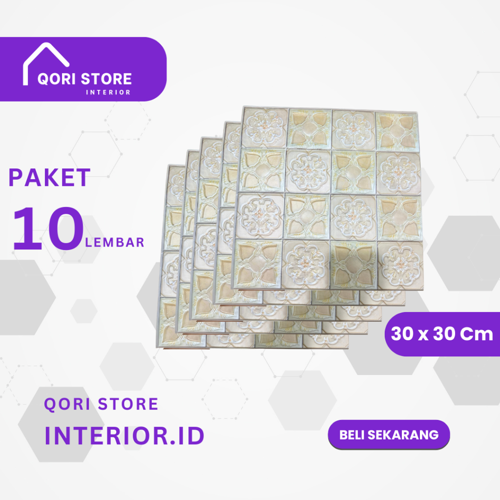 Paket Wallpaper Dinding 3D Embossed Modern Foam Timbul Motif Batu 30x30